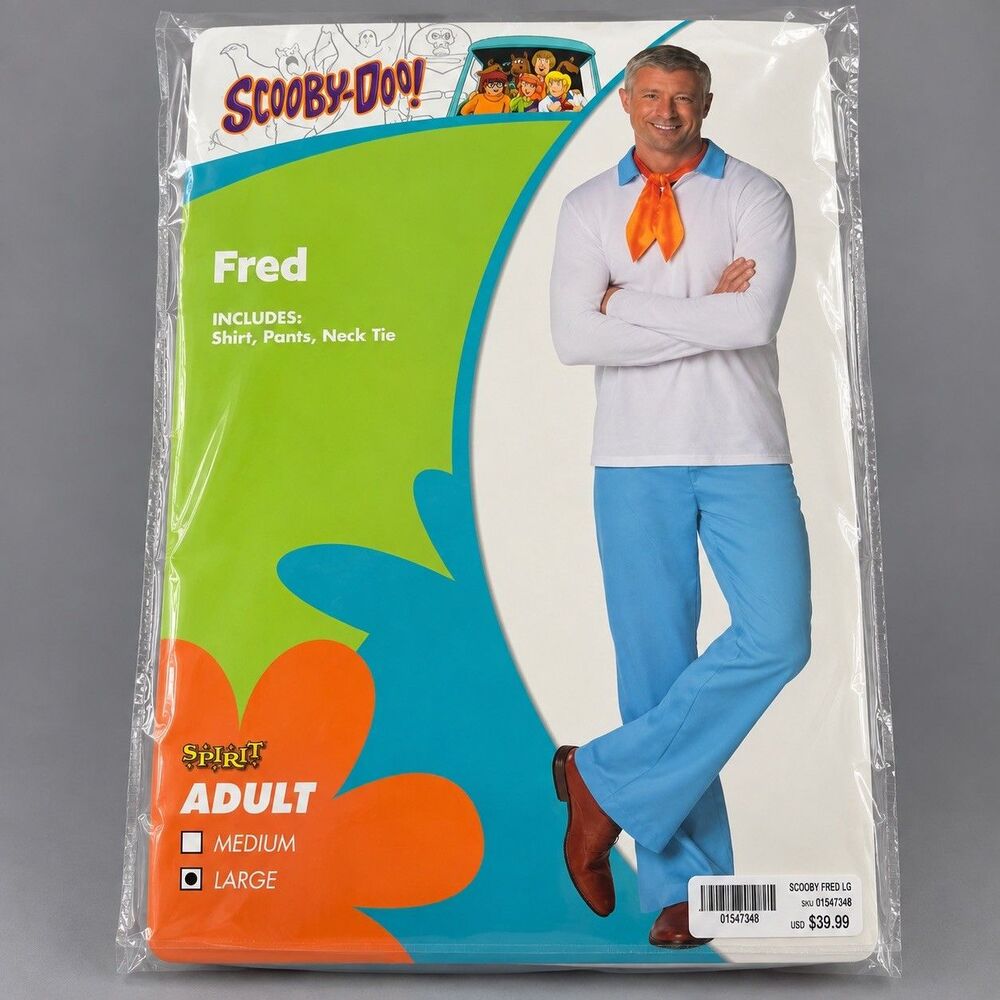 New Scooby-Doo Halloween Costume Adult Large Fred Jones 3 Pieces Spirit Store